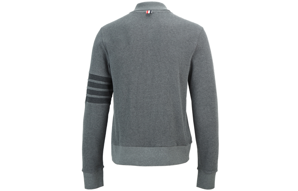 Lookbook Thom Browne 4-Bar Knit Polo Lengan Panjang Abu-Abu. MJP132A-05802-025