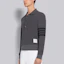 Cheap Thom Browne 4-Bar Knit Polo Lengan Panjang Abu-Abu. MJP132A-05802-025