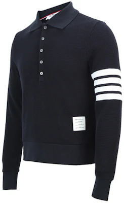 THOM BROWNE 4-Bar Knit Polo Lengan Panjang Biru Navy MJP132A-05802-415 Shop THOM BROWNE 4-Bar Knit Polo Lengan Panjang Biru Navy MJP132A-05802-415