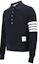 Shop THOM BROWNE 4-Bar Knit Polo Lengan Panjang Biru Navy MJP132A-05802-415