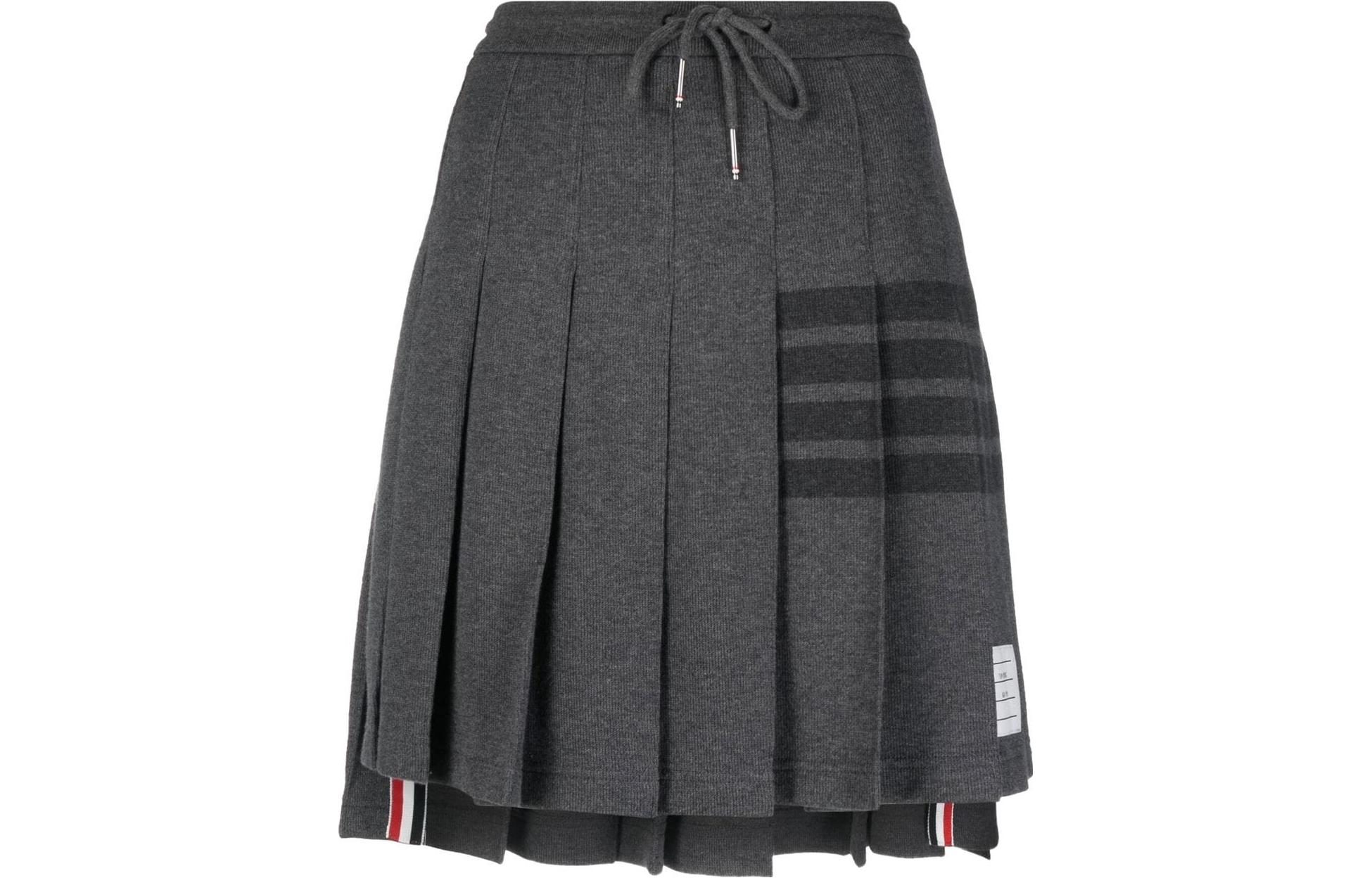 THOM BROWNE 4-Bar Pleated Mini Skirt Gray FJK083AJ0051