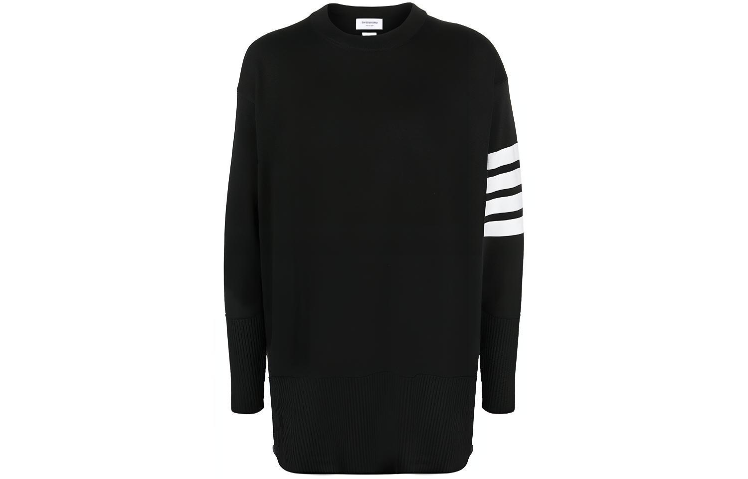 Thom Browne 4-Bar Relaxed Fit Ribbed Sweater Black. MKA373A-Y1002-001