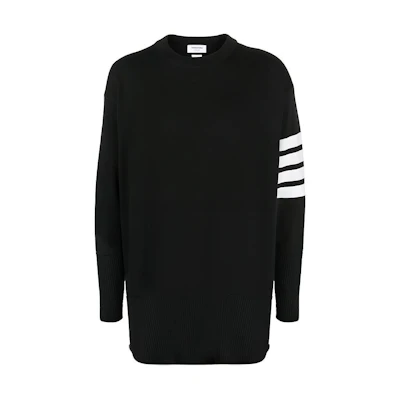 Thom Browne 4-Bar Relaxed Fit Ribbed Sweater Black. MKA373A-Y1002-001