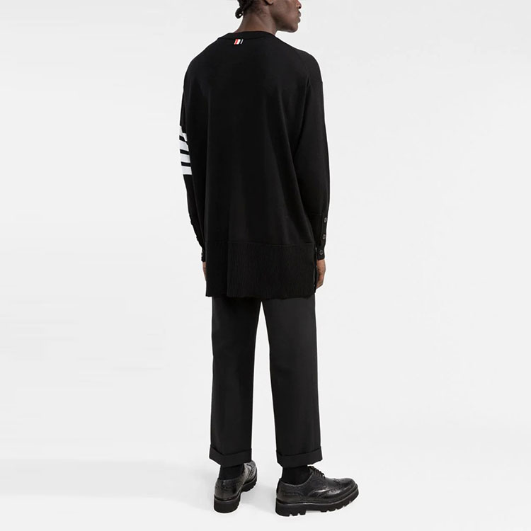 Shop Thom Browne 4-Bar 寬鬆版羅紋毛衣 黑色 MKA373A-Y1002-001