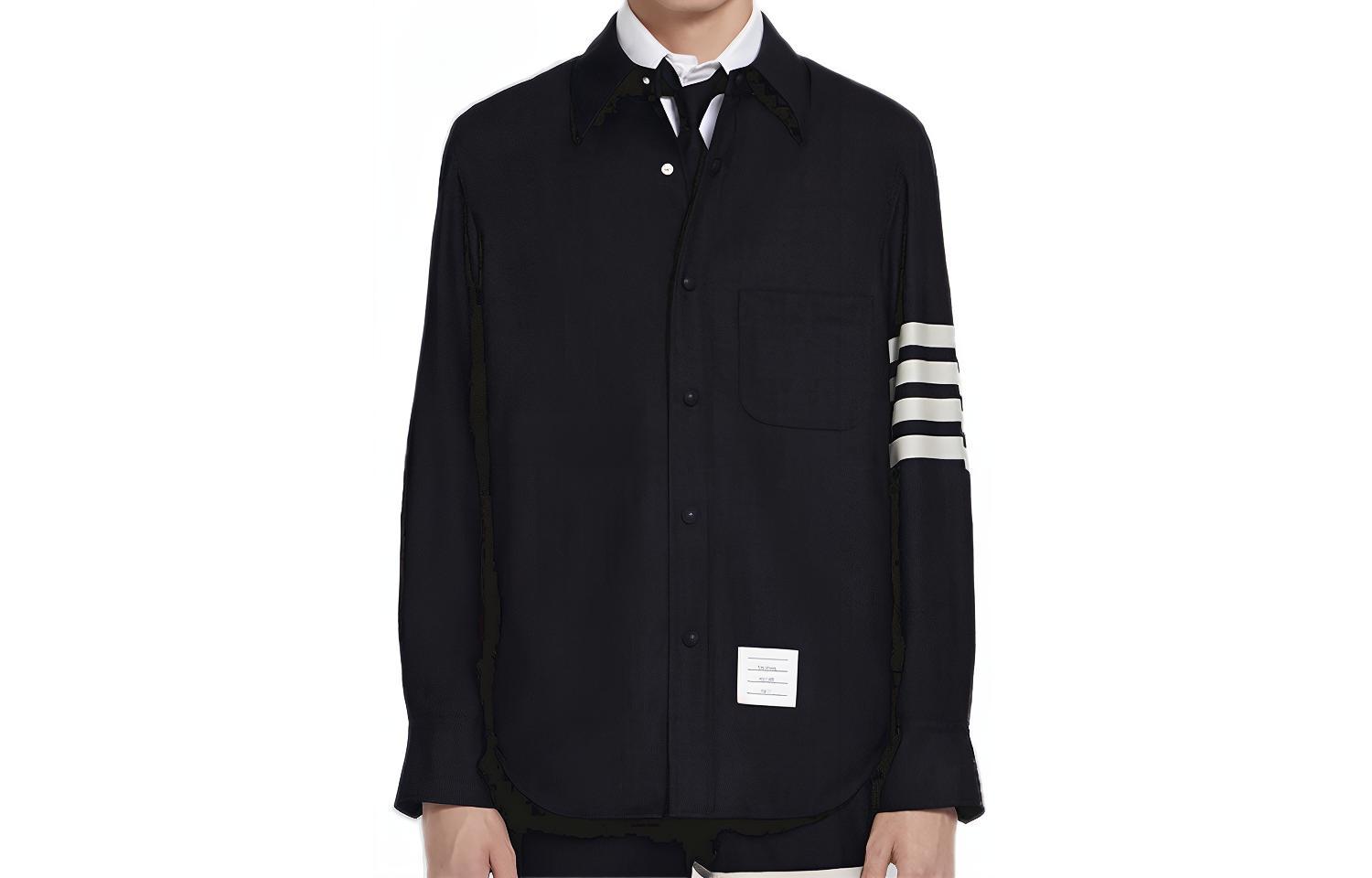 Thom Browne 4-Bar Shirt Jacket Navy Blue MJO055A-06146-415