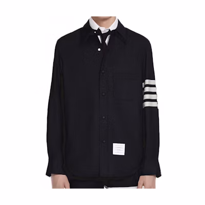 Thom Browne 4-Bar Shirt Jacket Navy Blue MJO055A-06146-415
