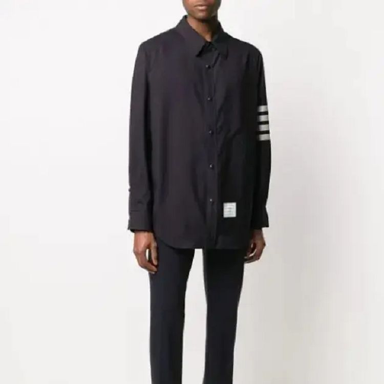 Sizing トムブラウン 4-Bar シャツジャケット ネイビーブルー MJO055A-06146-415