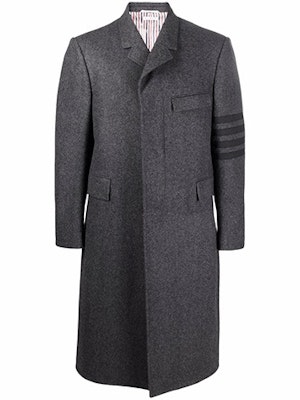 Thom Browne 4-Bar Single-Breasted Coat Gray MOC886A-05507-025 Buy Thom Browne 4-Bar Single-Breasted Coat Gray MOC886A-05507-025