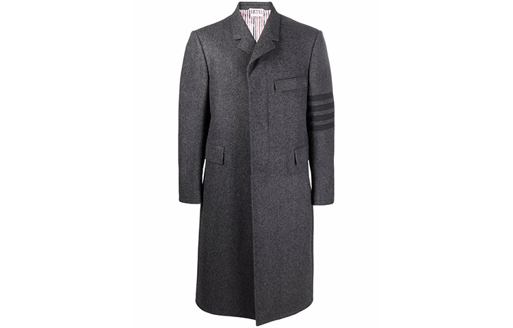 Order Thom Browne 4-Bar Single-Breasted Coat Abu-Abu MOC886A-05507-025