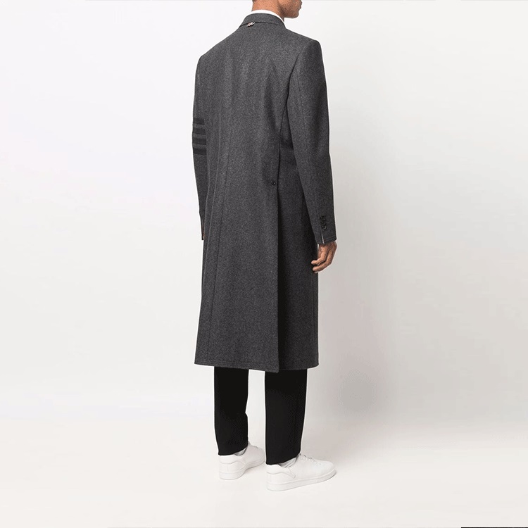 Shop Thom Browne 4-Bar Single-Breasted Coat Abu-Abu MOC886A-05507-025