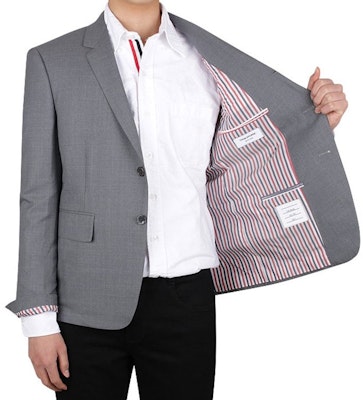 THOM BROWNE Blazer Gris 4-Bar Stripe Edición Regreso a Clases MJC159A-06146-035 Details for THOM BROWNE Blazer Gris 4-Bar Stripe Edición Regreso a Clases MJC159A-06146-035