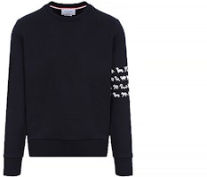 THOM BROWNE 4-Bar Stripe Embroidered Crewneck Sweatshirt Navy Blue MJT258E-03377-415 THOM BROWNE 4-Bar Stripe Embroidered Crewneck Sweatshirt Navy Blue MJT258E-03377-415