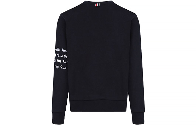 Lookbook THOM BROWNE Sweatshirt Navy Blue Crewneck 4-Bar Stripe Embroidered MJT258E-03377-415