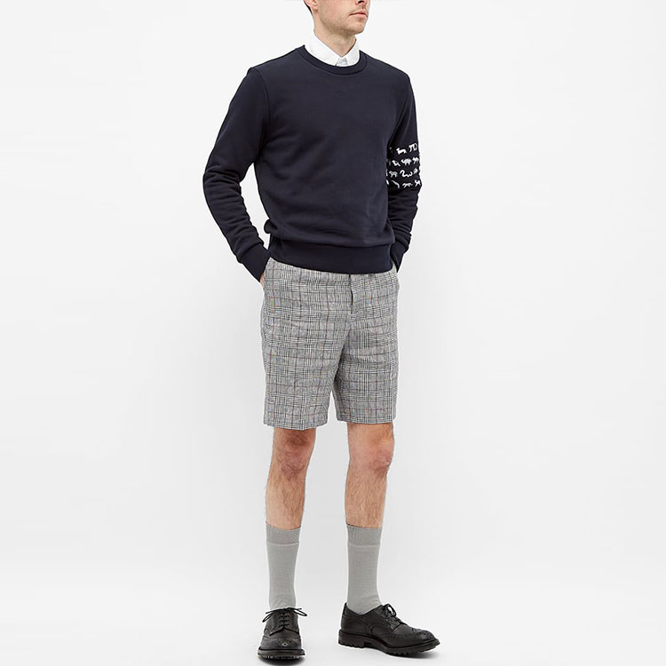 Details for THOM BROWNE Sweatshirt Navy Blue Crewneck 4-Bar Stripe Embroidered MJT258E-03377-415