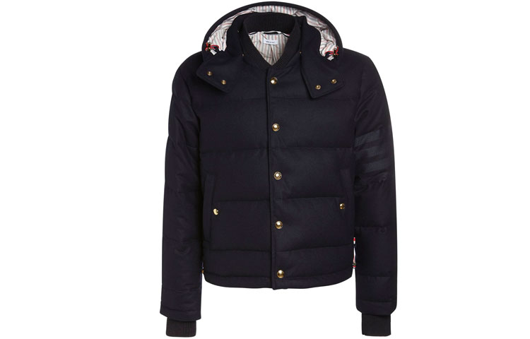 Order Chaqueta de Lana Acolchada con Capucha Thom Browne 4-Bar Stripe Azul Marino MJD020X-06393-415