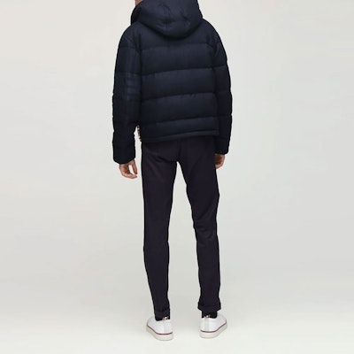 Chaqueta de Lana Acolchada con Capucha Thom Browne 4-Bar Stripe Azul Marino MJD020X-06393-415 Purchase Chaqueta de Lana Acolchada con Capucha Thom Browne 4-Bar Stripe Azul Marino MJD020X-06393-415