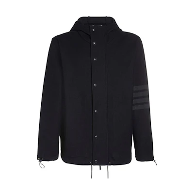 Thom Browne 4-Bar Stripe Navy Blue Hooded Blazer Jacket MJT245A-06772-415