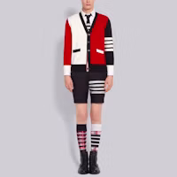Lookbook 톰 브라운 4-바 V넥 니트 가디건 멀티컬러 MKC171F-00219-960