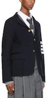 Thom Browne 4-Bar V-Neck Single-Breasted Jacket Navy Blue MKJ063A-Y1002-415 Thom Browne 4-Bar V-Neck Single-Breasted Jacket Navy Blue MKJ063A-Y1002-415