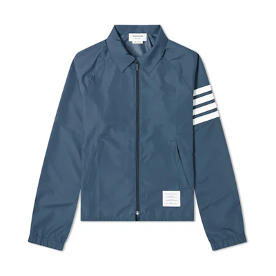 Thom Browne 4-Bar Windbreaker Navy Blue Jacket with Left Stripe Design MJT226A-06230-415