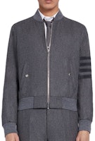 THOM BROWNE 4-Bar Wool Bomber Jacket in Mid-Grey MJO030A-06393-035 THOM BROWNE 4-Bar Wool Bomber Jacket in Mid-Grey MJO030A-06393-035