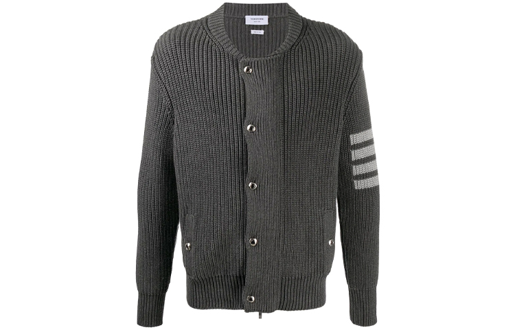 Thom Browne 4-Bar Wool Cardigan Jacket in Medium Grey MKJ064A-Y3501-035
