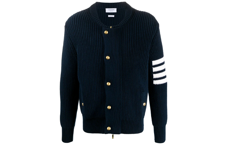 Thom Browne 4-Bar Wool Cardigan Jacket Navy Blue MKJ064A-Y3501-415