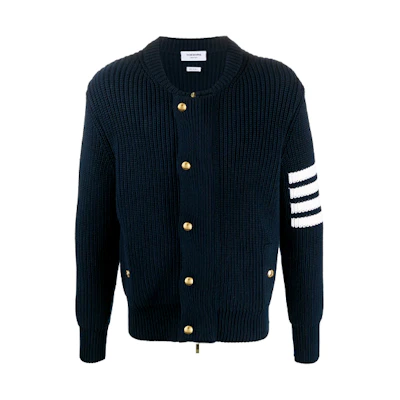 Thom Browne 4-Bar Wool Cardigan Jacket Navy Blue MKJ064A-Y3501-415