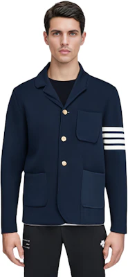 Chaqueta de Lana Thom Browne 4-Bar Azul Marino. MKJ024D-00014-415 Details for Chaqueta de Lana Thom Browne 4-Bar Azul Marino. MKJ024D-00014-415