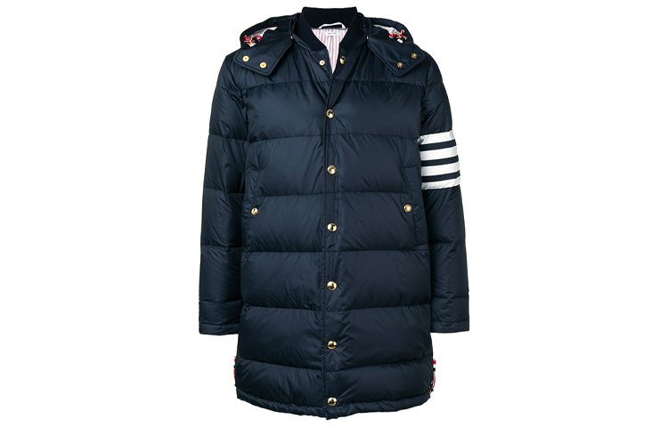 Thom Browne 4-Stripe Long Matte Down Winter Coat Navy MOD041X-05411-415