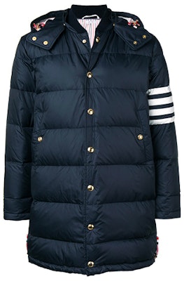 Thom Browne 4-Stripe Long Matte Down Winter Coat Navy MOD041X-05411-415 Buy Thom Browne 4-Stripe Long Matte Down Winter Coat Navy MOD041X-05411-415