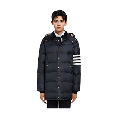 Thom Browne 4-Stripe Matte Coat for Men MOD041X-05411-001