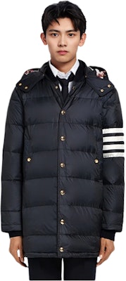 Thom Browne 4-Stripe Matte Coat for Men MOD041X-05411-001 Lookbook Thom Browne 4-Stripe Matte Coat for Men MOD041X-05411-001