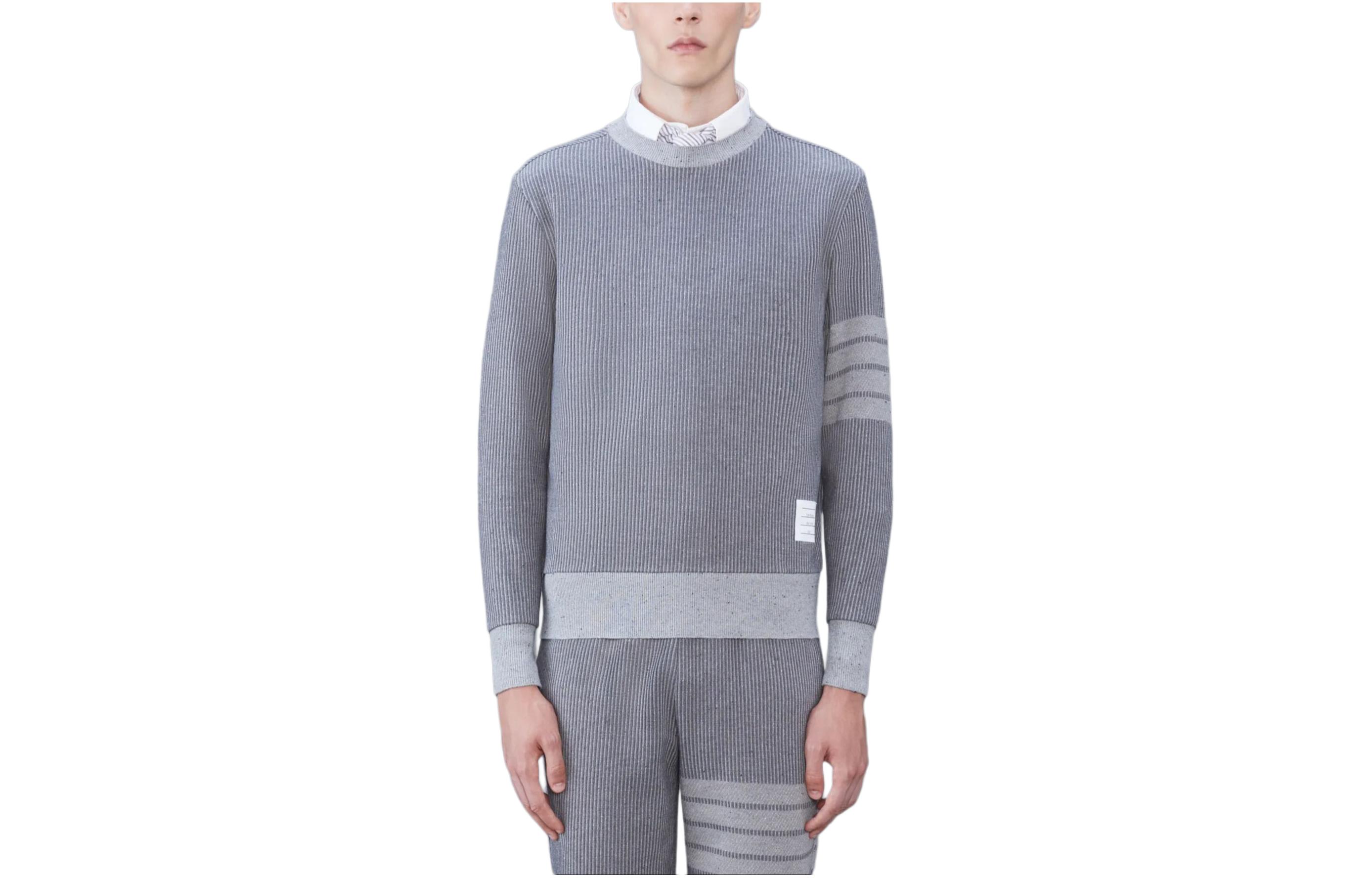 Thom Browne  4-Bar Crewneck Sweatshirt Grey Long Sleeve MJT429AJ0142035