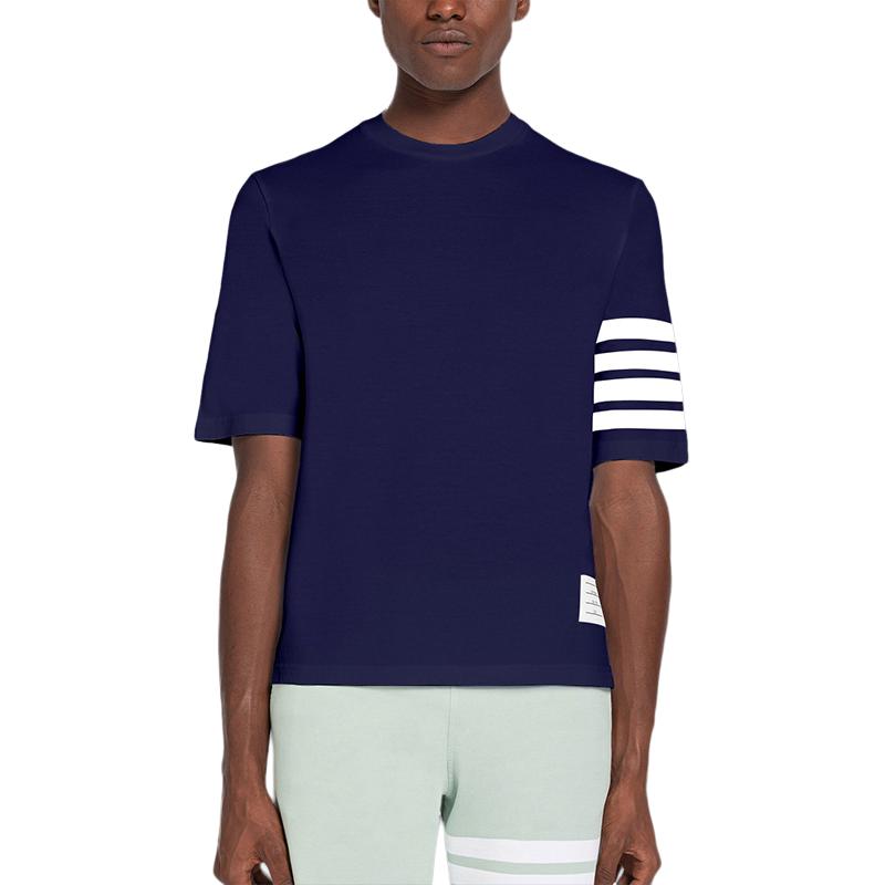 Order Thom Browne 4-Bar 條紋棉質圓領休閒T恤 MJS168G-07862