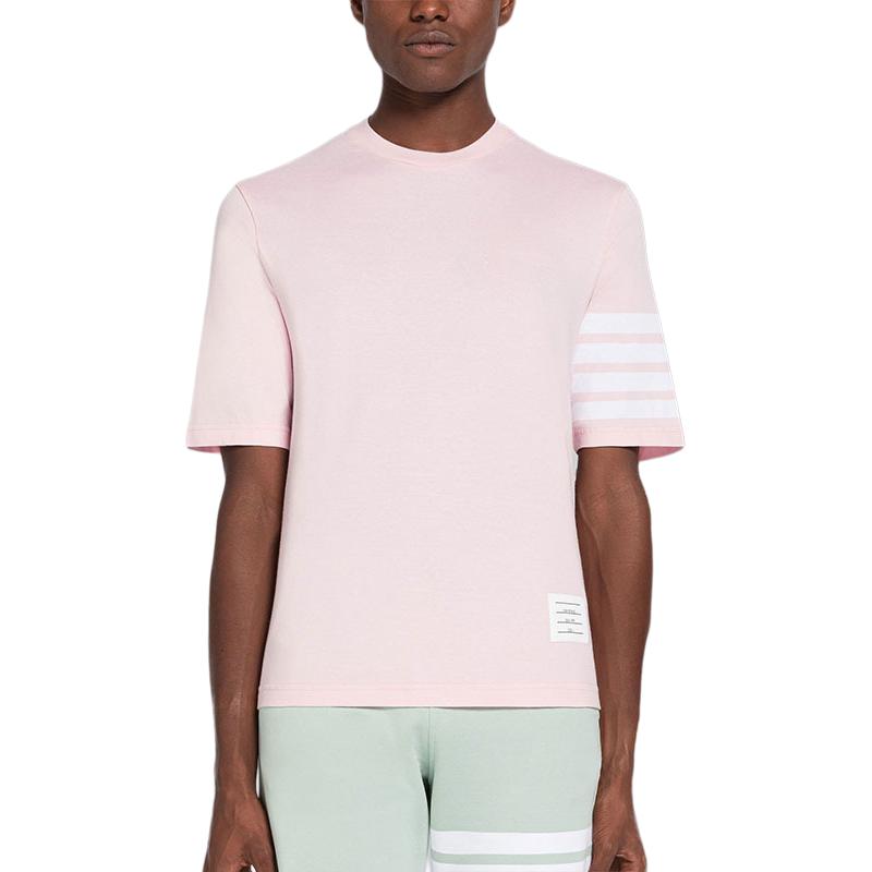 Cheap Thom Browne 4-Bar 條紋棉質圓領休閒T恤 MJS168G-07862