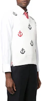 Purchase THOM BROWNE Anchor-Embroidered V-Neck Sleeveless Vest. MKV066A-Y3007-100