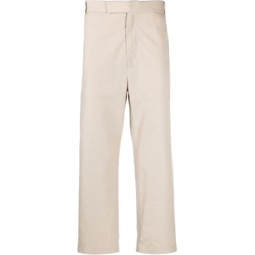 THOM BROWNE  Beige Solid Color Cropped Loose Fit Casual Pants. MTU320U-04502-250