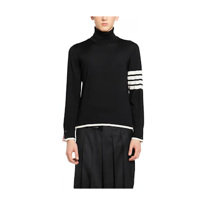 Thom Browne Black Colorblock Slim Fit High-Neck Pullover Sweater. MKA512D-Y1014-001