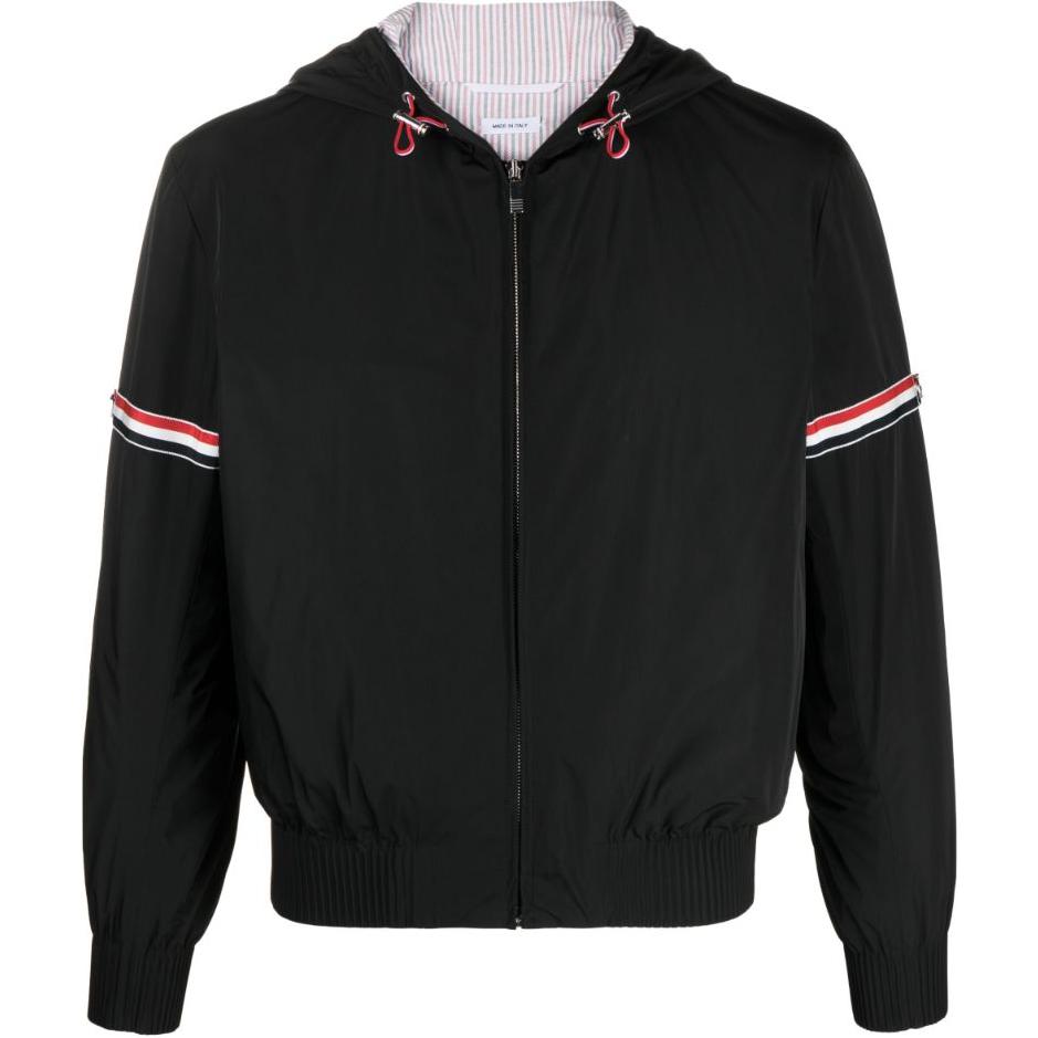 Thom Browne  Black Hooded Zip-Up Slim Fit Jacket MJO223O-07110-001