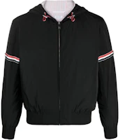 Thom Browne Black Hooded Zip-Up Slim Fit Jacket MJO223O-07110-001 Thom Browne Black Hooded Zip-Up Slim Fit Jacket MJO223O-07110-001