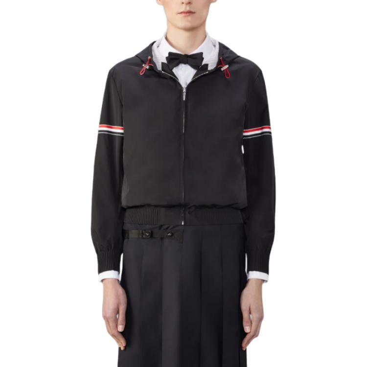 Thom Browne  Black Hooded Zip-Up Slim Fit Jacket MJO223O-07110-001 圖 2