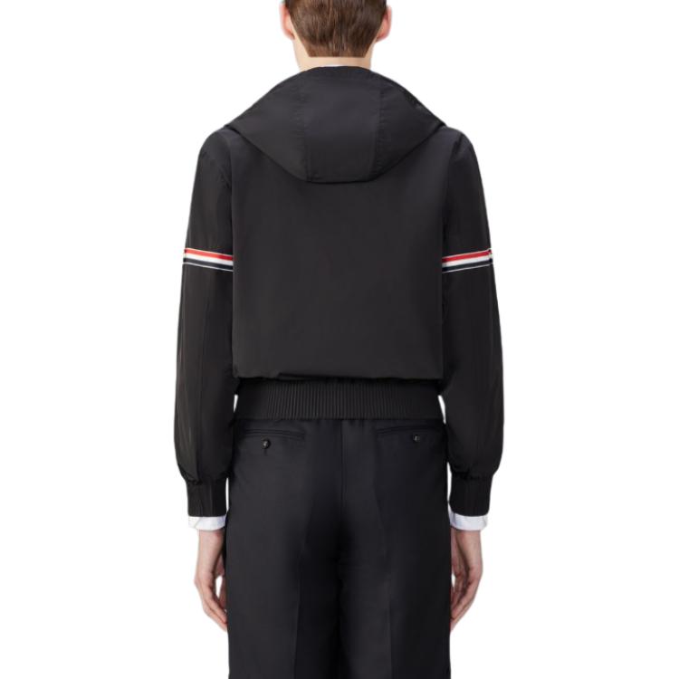 Thom Browne  Black Hooded Zip-Up Slim Fit Jacket MJO223O-07110-001 圖 3