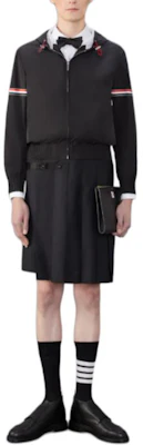 Thom Browne 黑色连帽修身拉链夹克 MJO223O-07110-001 Shop Thom Browne 黑色连帽修身拉链夹克 MJO223O-07110-001