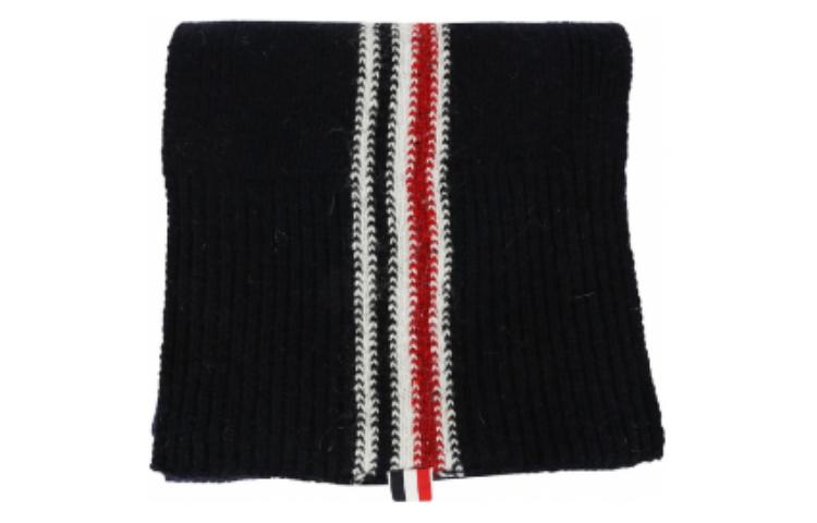 THOM BROWNE  Black Knit Striped Wool Scarf. MKS053A00278