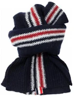 Purchase THOM BROWNE 黑色條紋羊毛針織圍巾 MKS053A00278
