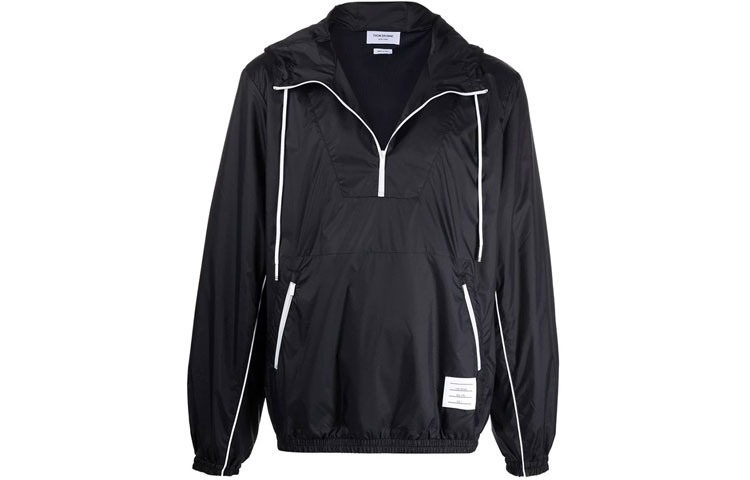 THOM BROWNE  Black Nylon Pullover Jacket MJT285A-06859-415