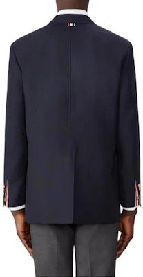 THOM BROWNE Black Solid Color Loose Fit Button-Up Blazer Jacket. MJU568A-F0582-415 Lookbook THOM BROWNE Black Solid Color Loose Fit Button-Up Blazer Jacket. MJU568A-F0582-415