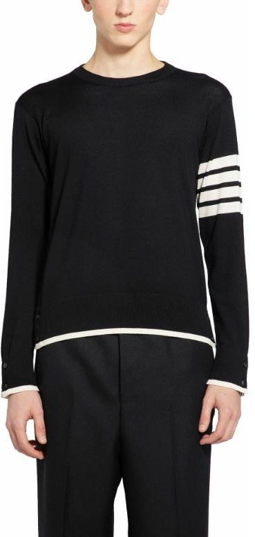 thom-browne-black-striped-crewneck-slim-fit-long-sleeve-sweatshirt-mka-002-d-y1014-001