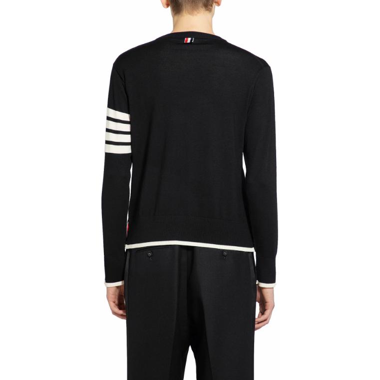 Lookbook トムブラウン ブラック ストライプ クルーネック スリムフィット 長袖スウェット MKA002D-Y1014-001